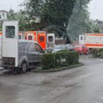 Rettungsmittel am KH Eschweiler bei der Evakuierung